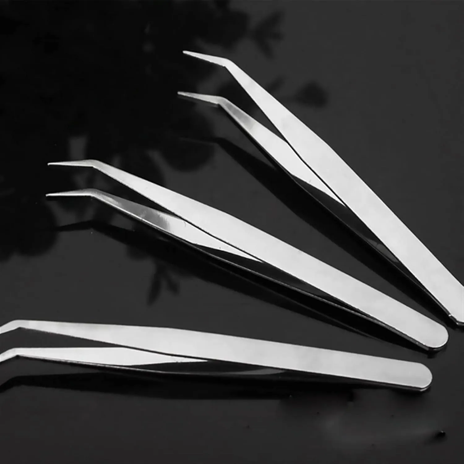 Tweezers 2PCS Professional Stainless Steel Tweezers Eyebrow Craft Jewelry Tweezers with Curved/Pointed Tips Precision Picking Tool Precision Tweezers Set(Elbow)