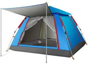 Two Doors 4 Season Tent for 3-4 Persons, Camping Automatic Pop Up Tent Sun Shade Anti UV for Beach/Hiking/Backpacking/Fishing Instant Sun Shelter Canopy, Blue
