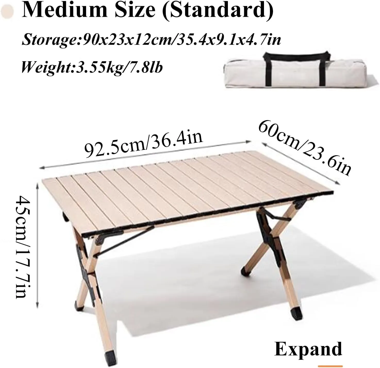 Ultra-Light Camping Table Folding Camping Picnic Table Compact Frame Camping Table Roll Up Table Top with Carry Bag for Camp