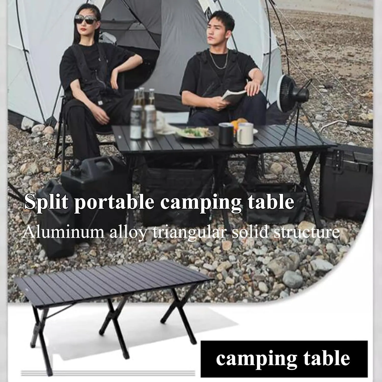 Ultra-Light Camping Table Folding Camping Picnic Table Compact Frame Camping Table Roll Up Table Top with Carry Bag for Camp