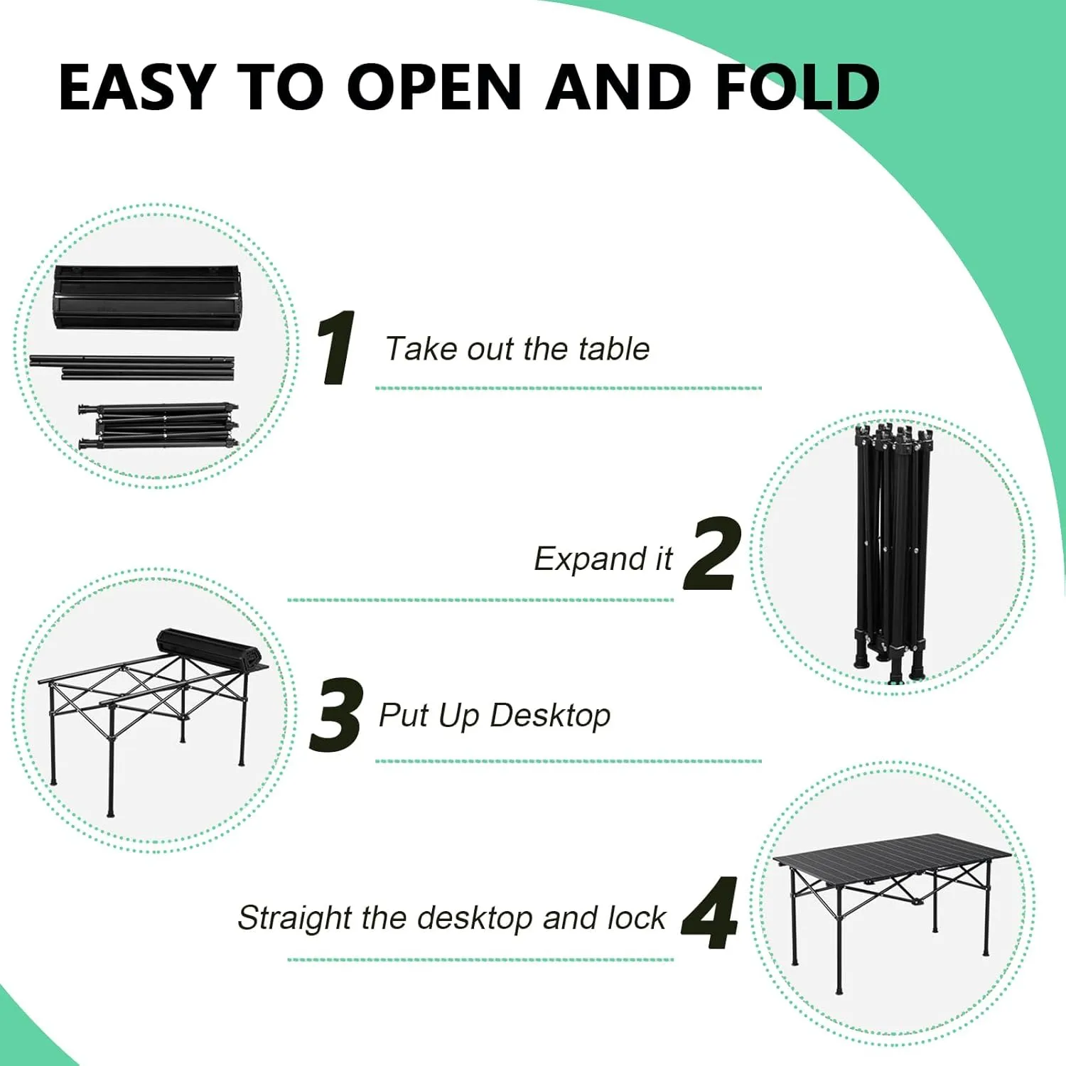 Ultralight Camping Table, Portable Aluminum Folding Table with Carry Bag, Compact Design for Camping, Beach, Travel, and Outdoor Use Black 50×53×50cm/19.7×20.9×19.7in