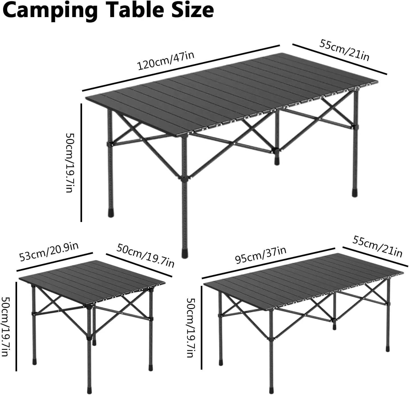 Ultralight Camping Table, Portable Aluminum Folding Table with Carry Bag, Compact Design for Camping, Beach, Travel, and Outdoor Use Black 50×53×50cm/19.7×20.9×19.7in