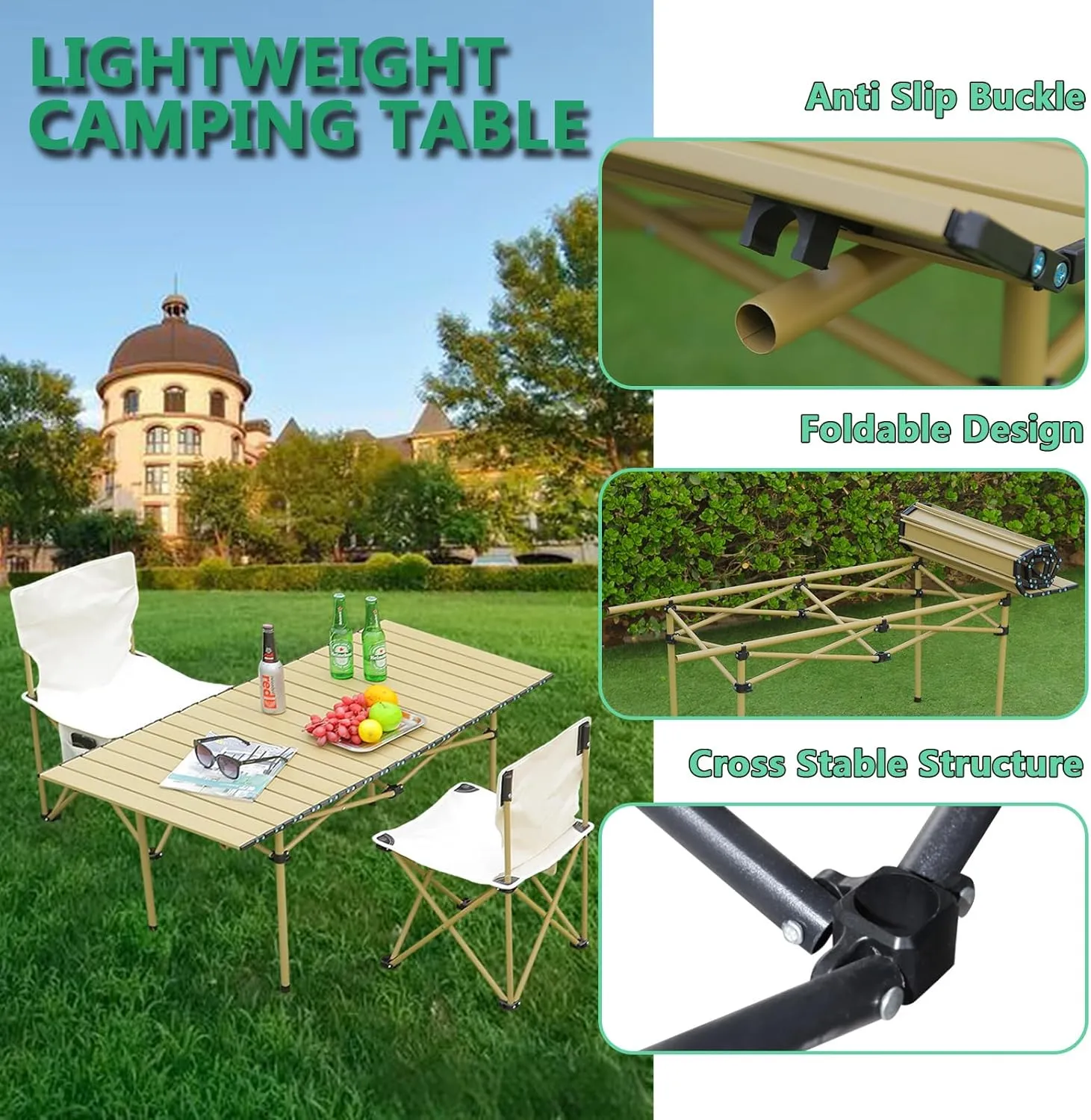 Ultralight Camping Table, Portable Aluminum Folding Table with Carry Bag, Compact Design for Camping, Beach, Travel, and Outdoor Use Black 50×53×50cm/19.7×20.9×19.7in