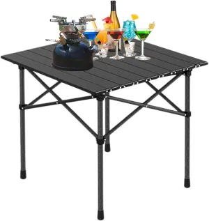 Ultralight Camping Table, Portable Aluminum Folding Table with Carry Bag, Compact Design for Camping, Beach, Travel, and Outdoor Use Black 50×53×50cm/19.7×20.9×19.7in