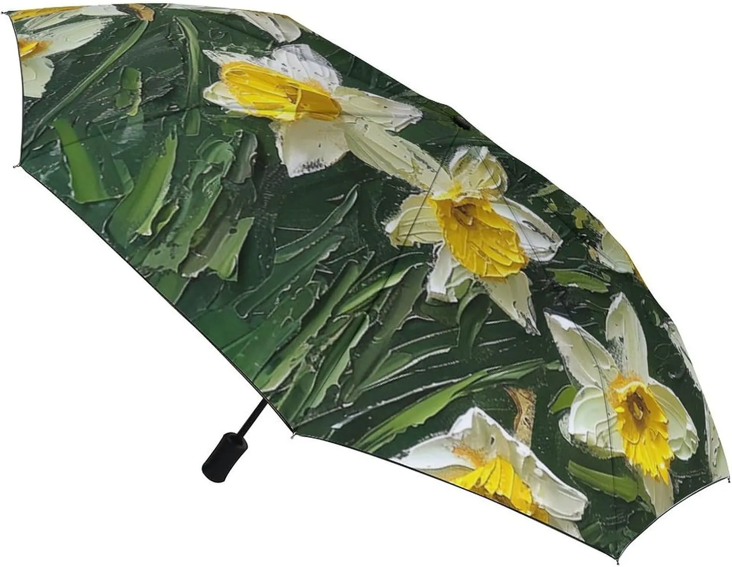 Umbrella Hand Drawn Brown Flowers Compact Travel Umbrella Modern Minimalist Floral Windproof Automatic Travel Umbrella One Touch Auto Open And Close Button Travel Folding Sports Umbrella