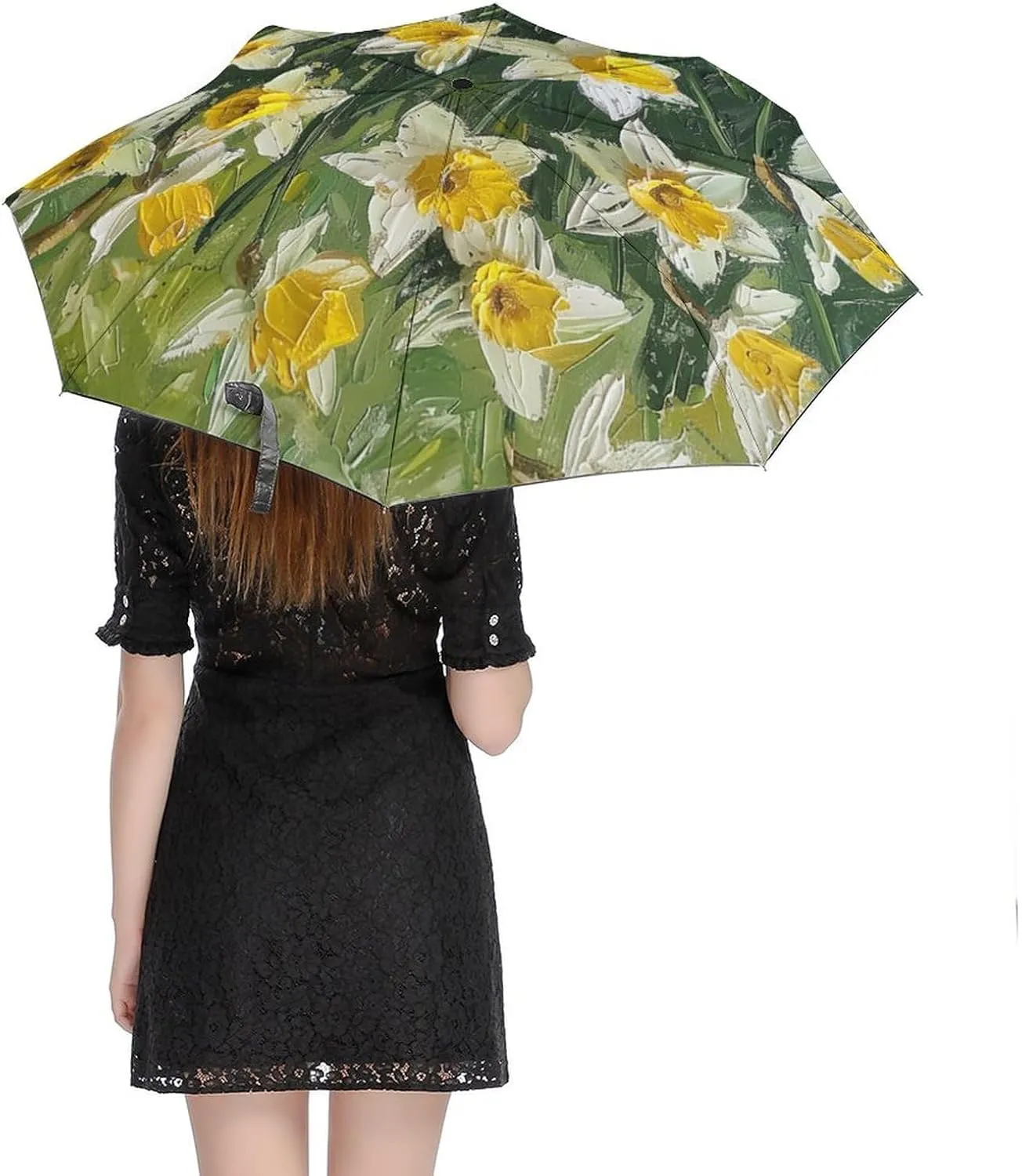 Umbrella Hand Drawn Brown Flowers Compact Travel Umbrella Modern Minimalist Floral Windproof Automatic Travel Umbrella One Touch Auto Open And Close Button Travel Folding Sports Umbrella