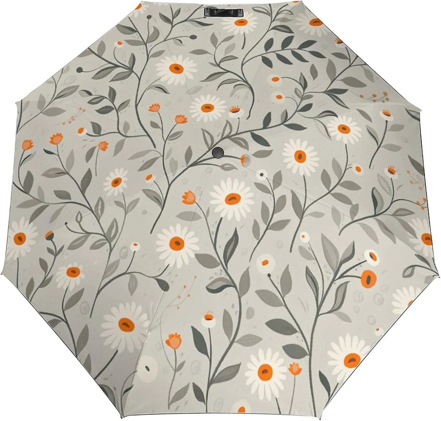 Umbrella Hand Drawn Brown Flowers Compact Travel Umbrella Modern Minimalist Floral Windproof Automatic Travel Umbrella One Touch Auto Open And Close Button Travel Folding Sports Umbrella
