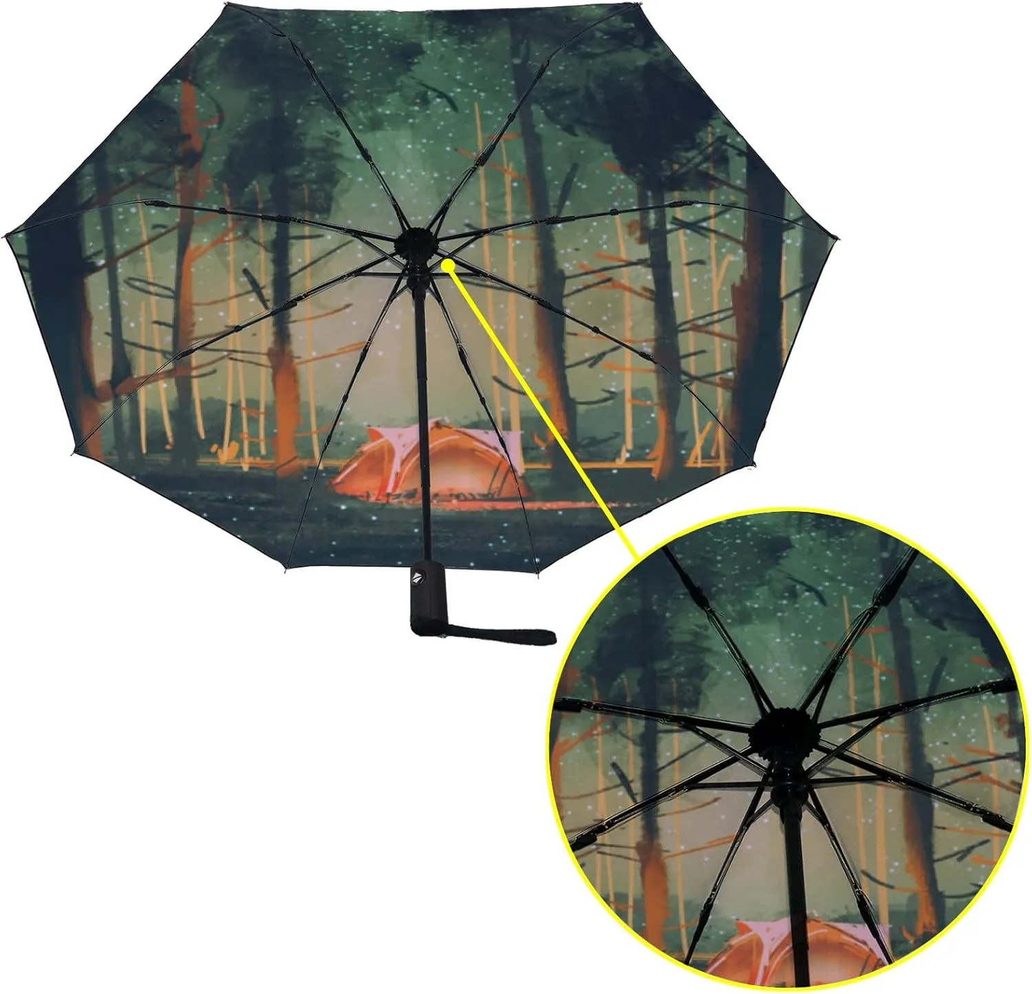 Umbrella Rain Windproof Watercolor Picnic Sets Tent Automatic Folding Compact Beach Anti-UV Protection Umbrellas Travel Golf Parasol Open Close Men Women Girls Adults