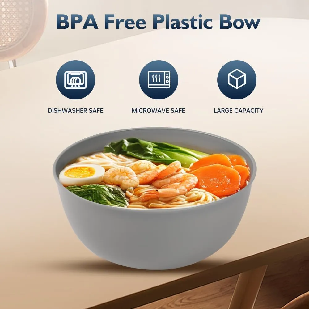 Unbreakable Plastic Bowls, Set of 8, BPA Free Bowls Set, Extra Large 35oz, Microwave & Dishwasher Safe, Soup and Salad Bowls (Turquoise)