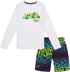 Under Armour Boys' Swim Volley Set, Sleeve Shirt & Matching Shorts, Lightweight & Breathable