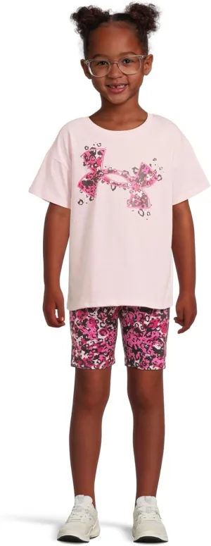 Under Armour Girls Girls Short Sleeve Shirt and Shorts Set, Durable Stretch and Lightweight