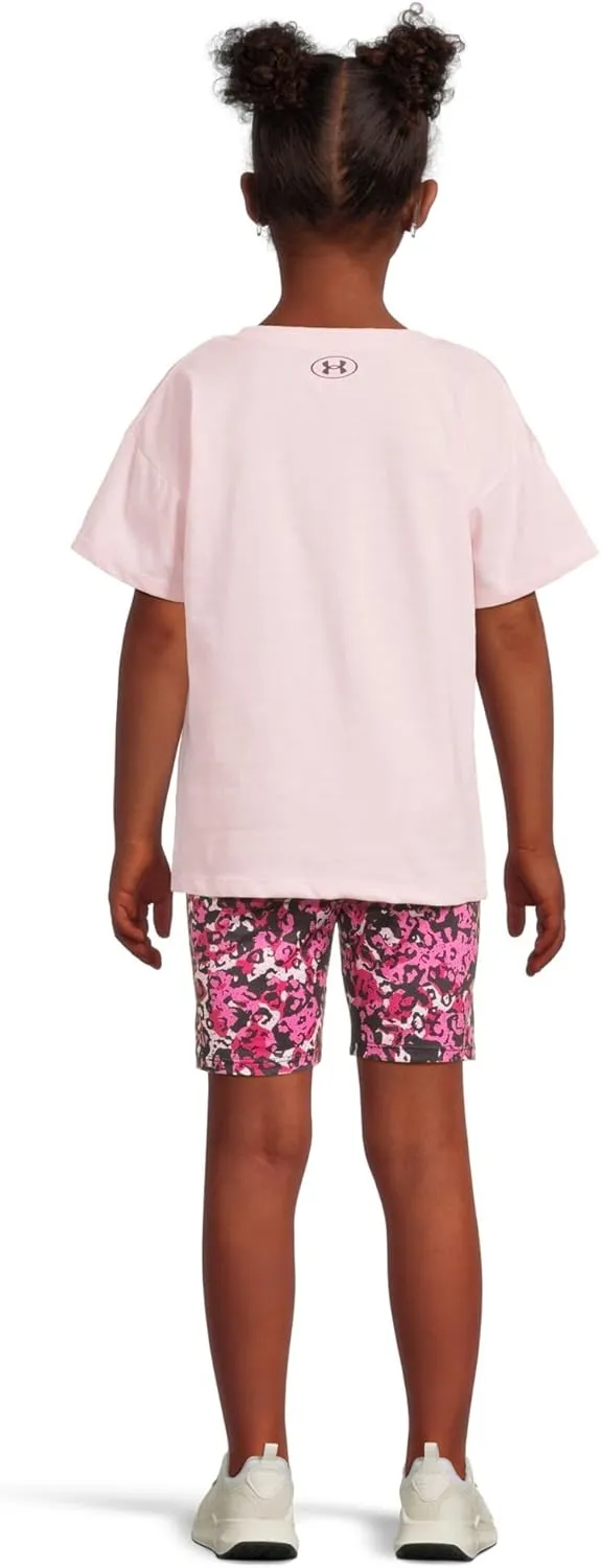 Under Armour Girls Girls Short Sleeve Shirt and Shorts Set, Durable Stretch and Lightweight