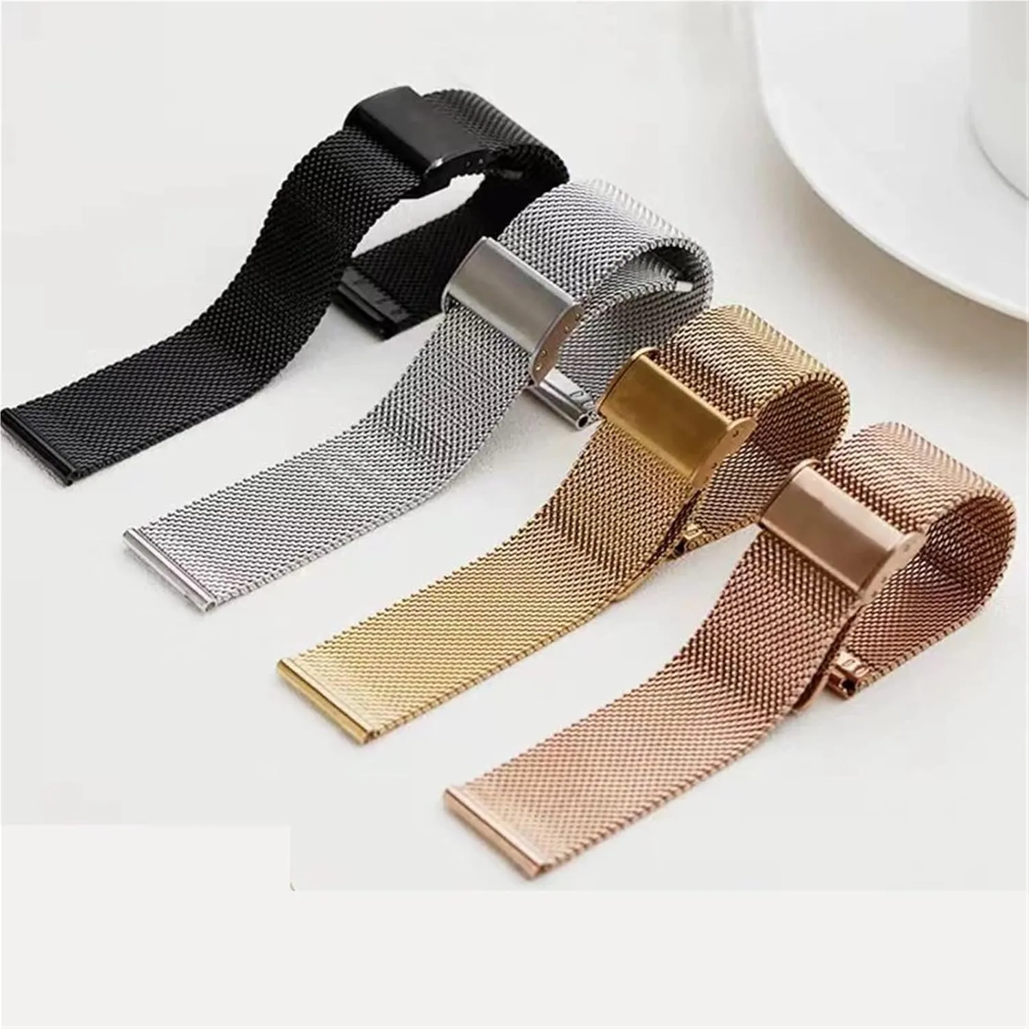 Unisex stainless steel mesh strap, quick-release adjustable strap