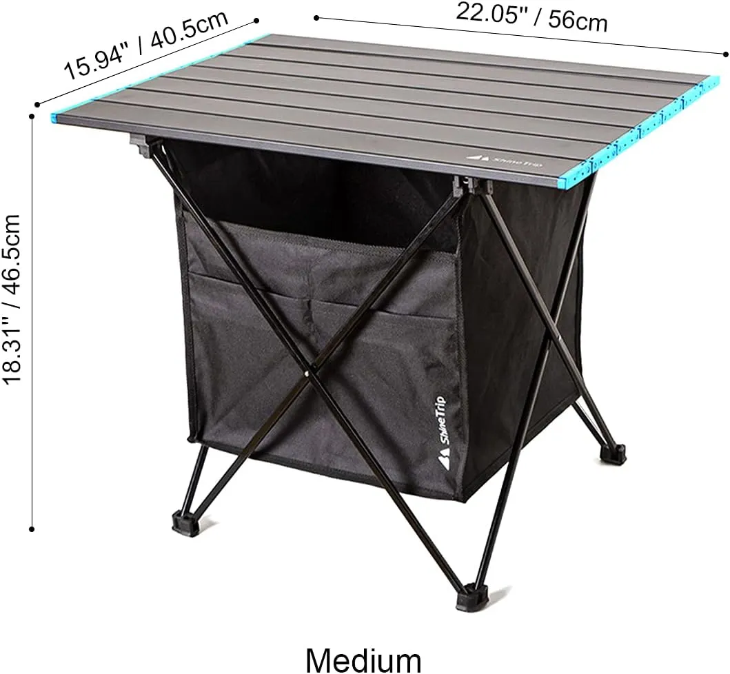 UNISTRENGH Foldable Camping Table Portable Camping Side Tables Ultralight Waterproof Aluminum Alloy Table Top with Carrying Bag for Picnic Camp Beach Outdoor BBQ Cooking