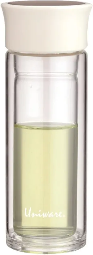 UNIWARE® Double-Layer Corosilicate Glass Water Bottle/Tea Bottle with Stainless Steel Filter, 10oz/290ml