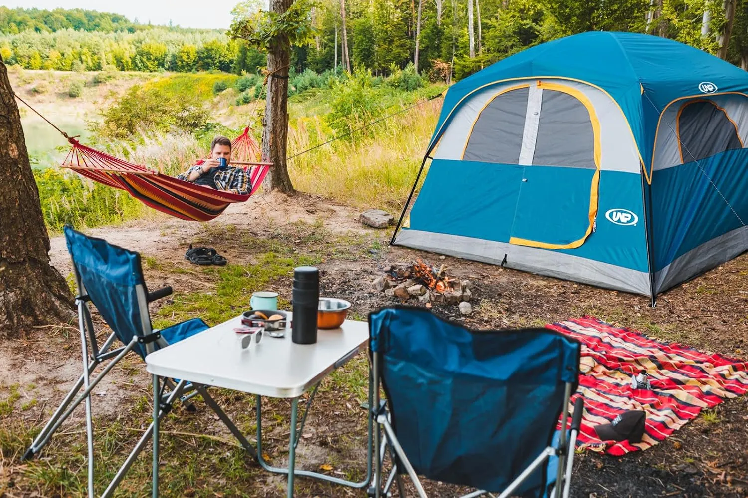 UNP Tents 6 Person Waterproof Windproof Easy Setup,Double Layer Family Camping Tent with 1 Mesh Door & 5 Large Mesh Windows -10'X9'X78in(H)