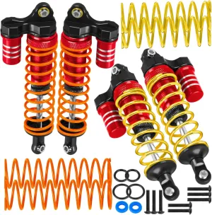 Upgrades Part Front Rear Assembled Full Metal Shocks Aluminum Big Bore RC Shocks Absorber Damper for 1/10 Slash/Rustler/Stampede/Bandit 4X4 4WD 2WD(VXL).Red(4PCS)