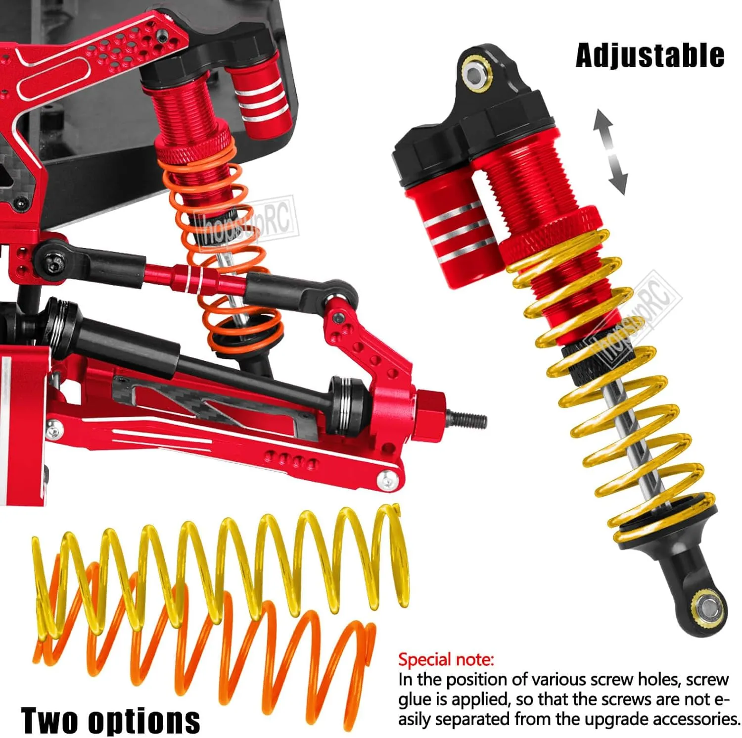 Upgrades Part Front Rear Assembled Full Metal Shocks Aluminum Big Bore RC Shocks Absorber Damper for 1/10 Slash/Rustler/Stampede/Bandit 4X4 4WD 2WD(VXL).Red(4PCS)