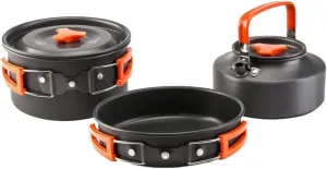 UPKOCH 3pc Aluminum Alloy Camping Cookware Set Outdoor Cooking Pot Kettle Perfect for 2-3 People's Trips