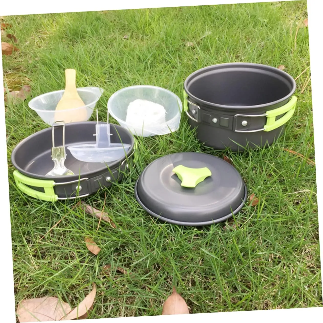 UPKOCH Portable Camping Cookware Person Outdoor Cooking Utensils with Non Stick Frying Pan Handle for Hiking