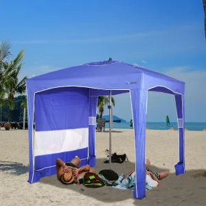 UPWELL Beach Tent Easy Set Up Canopy Sun Shelter Cool Cabana Shade with UPF 50 UV Protection Portable Beach Umbrella Outdoor Sunwall with Sand Pockets for Fishing Backyard Camping (Blue)