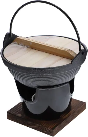 Vaguelly 1 set Outdoor Camping Cookware Cast Pot with Stove Base Multifunctional Non Stick Design for Stewing and Cooking for Picnics and Hiking