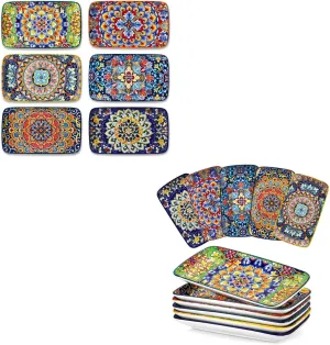 vancasso Simi Ceramic Salad Plates Set - 8.5 Inch and 9.5 Inch, Rectangular Dessert Plates for Sushi, Appetizer, Cake - Microwave & Oven Safe, Porcelain Plates for Kitchen Decor