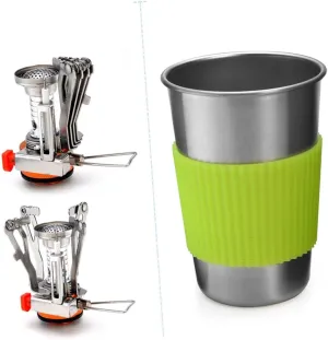 VANZACK Camping Cookware Set Green Handle Lightweight Outdoor Pot Hiking Picnics and Camping Activities Cooking Equipment for