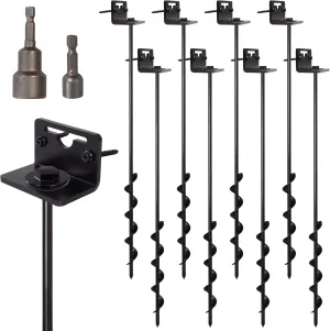 VASGOR 24” Mobile Home Anchors - Ground Anchor Screw in with Brackets and Adapter for Drill - Earth Anchors - Storage Shed and Swing Anchor Kits