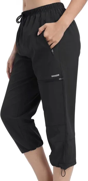 VAYAGER Sports Women's Outdoor Hiking Capri Pants Loose-Fit Lightweight with Zipper Pockets