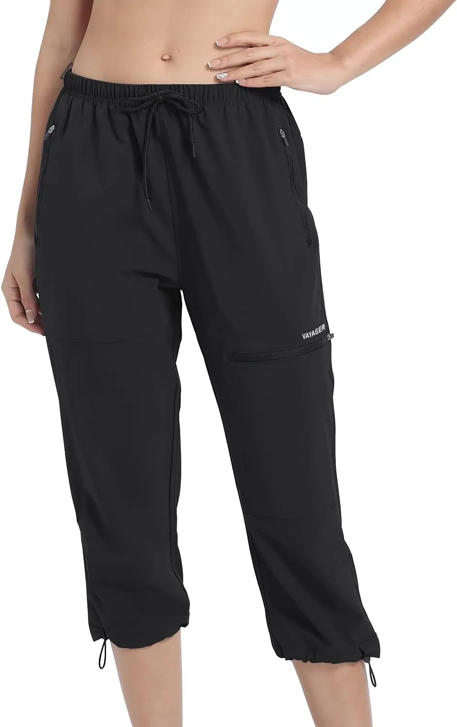 VAYAGER Sports Women's Outdoor Hiking Capri Pants Loose-Fit Lightweight with Zipper Pockets