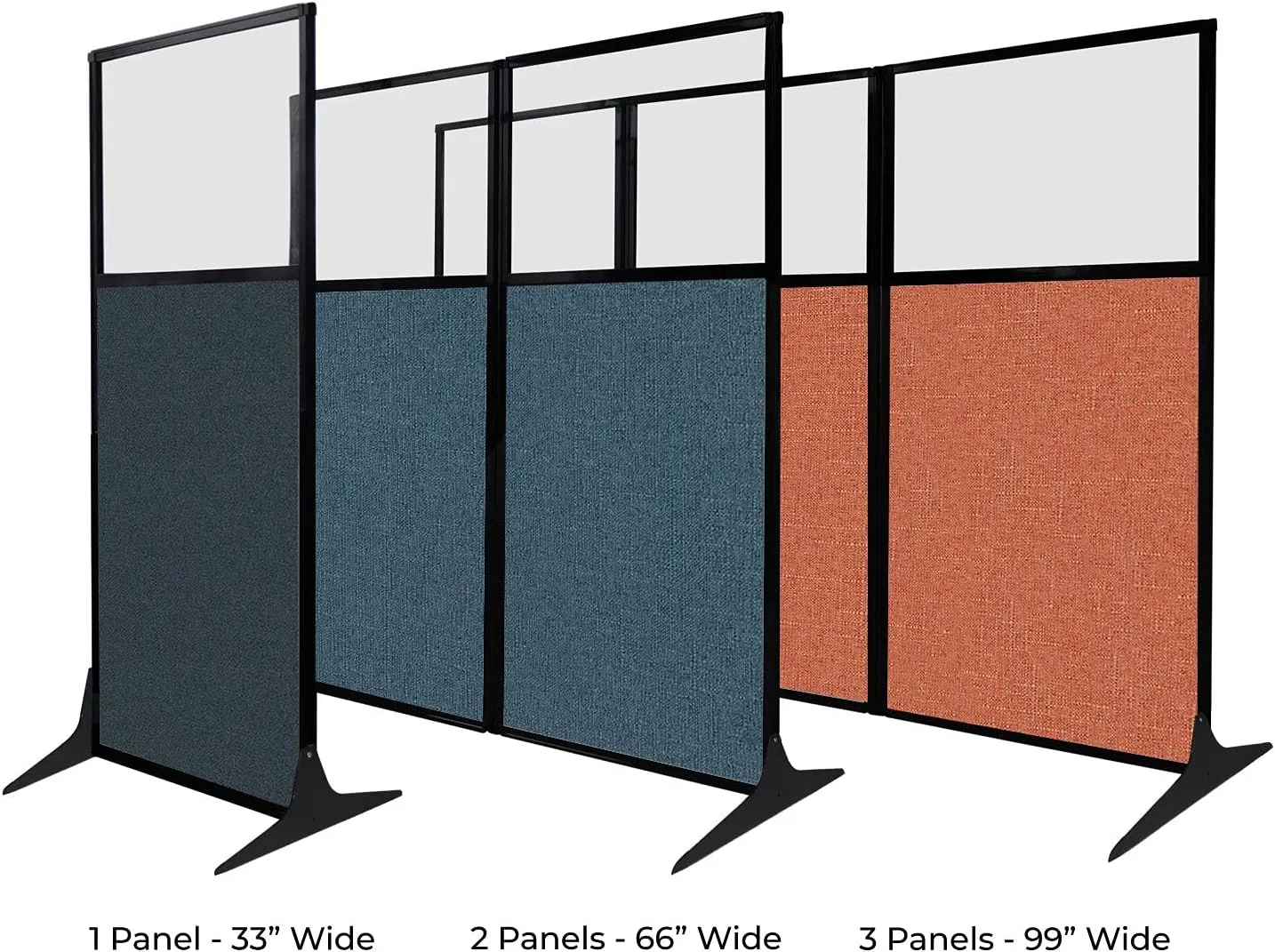 Versare Workstation Partition | Portable Wall Divider | Modern Office Cubicle | Free Standing Privacy Screen | Flexible Work Space | 33" x 70" Charcoal Gray Fabric Panels