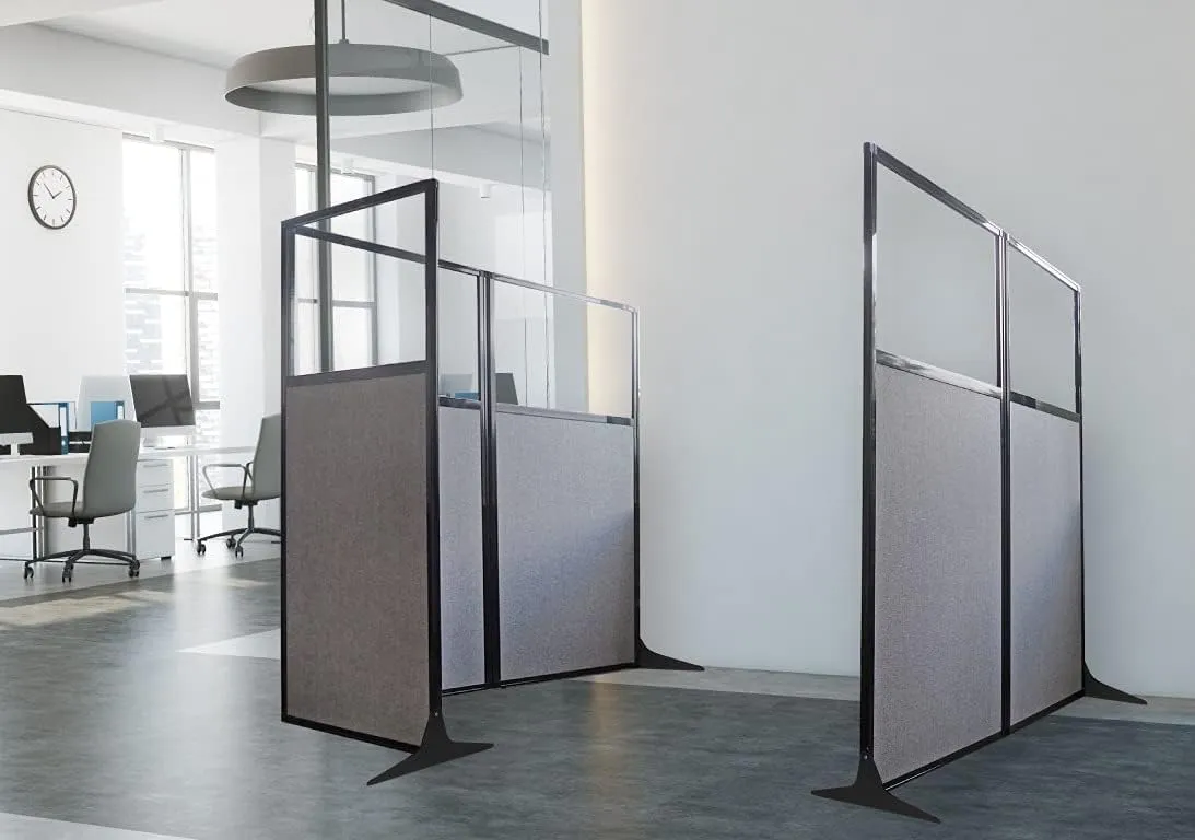 Versare Workstation Partition | Portable Wall Divider | Modern Office Cubicle | Free Standing Privacy Screen | Flexible Work Space | 33" x 70" Charcoal Gray Fabric Panels