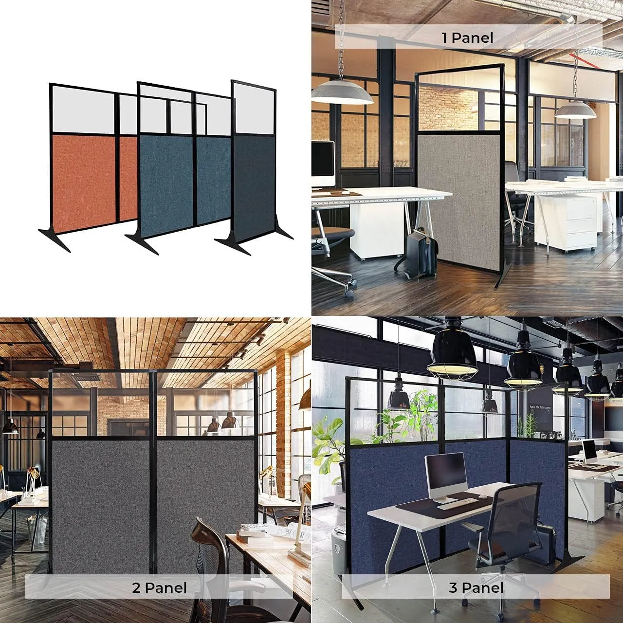 Versare Workstation Partition | Portable Wall Divider | Modern Office Cubicle | Free Standing Privacy Screen | Flexible Work Space | 33" x 70" Charcoal Gray Fabric Panels