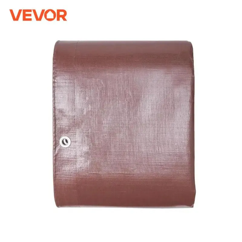 VEVOR Tarp Waterproof 10x12ft Multi Purpose Tear UV and Temperature Resistant Outdoor Tarpaulin with Reinforced Grommets (Brown)
