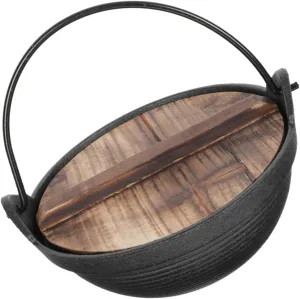 VICASKY Japanese Cast Iron Soup Cooking Pot Durable Multi Use Camping Sukiyaki Pot with Lid for Outdoor Cooking and Food Serving