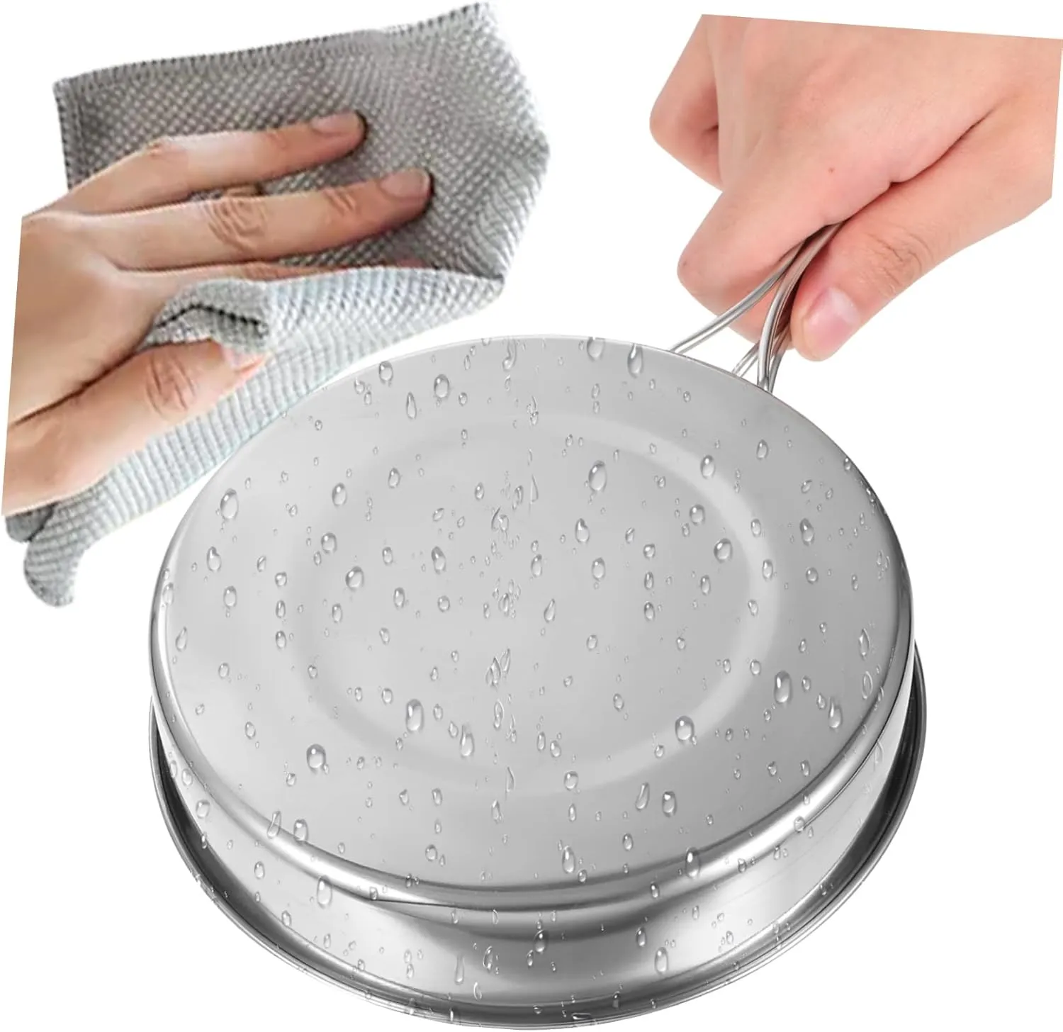 VICASKY Stainless Steel Camping Pot Pan Stackable Outdoor Cookware for Picnic Multifunctional Cooking Utensils