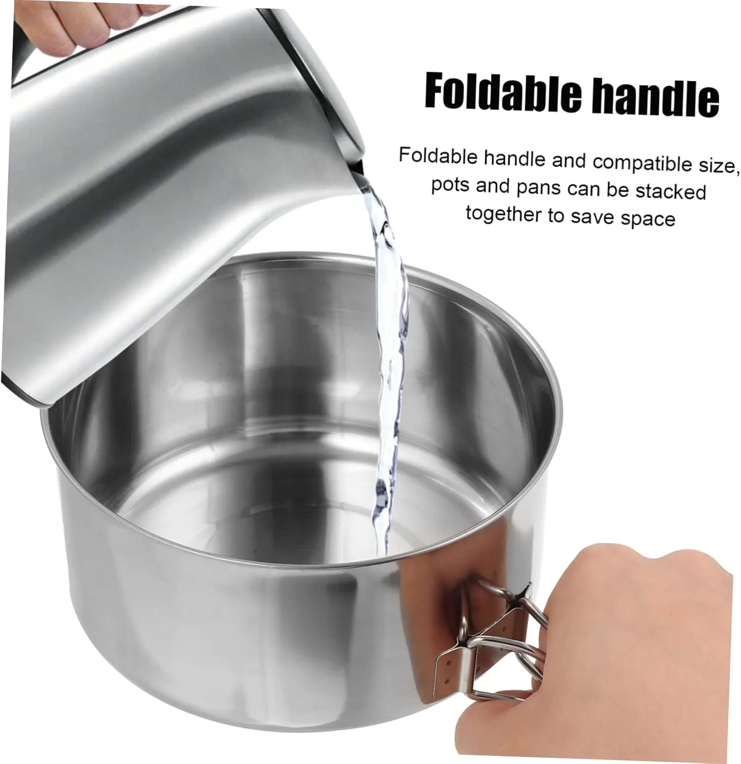 VICASKY Stainless Steel Cooking Utensils Camper Folding Camping Outdoor Pots Pan Portable Stackable Camp