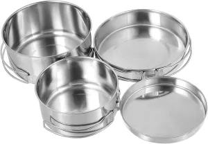 VICASKY Stainless Steel Cooking Utensils Camper Folding Camping Outdoor Pots Pan Portable Stackable Camp