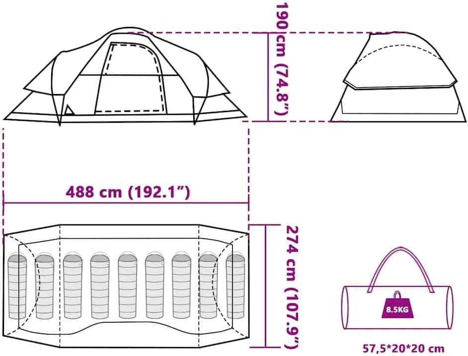 vidaXL Dome Tent Family Tent Camping Tent Outdoor Tent Throw Tent Waterproof