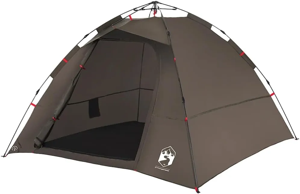 vidaXL Fishing Tent 4-Person, Foldable Camping Shelter, Garden Tent, Outdoor Shelter, Portable Canopy, Fishing Shelter, Brown Quick Release