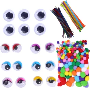 VILLCASE DIY Handicraft Decorations Pom Pom Set 700 Pcs Chenille Sticks Cleaners