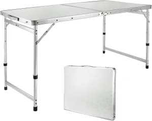 VILLEY 4 Feet Folding Camping Table, Portable Lightweight Outdoor Table with Aluminum Adjustable Legs for Travel Picnic Cooking Beach