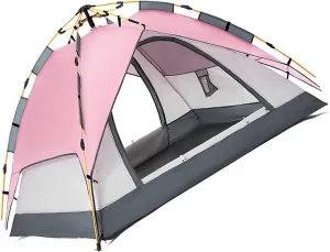 VINGVO Double Layer Tent Automatic Up Camping Tent with Great Ventilation Windproof Oxford Fabric for Fishing (Pink)