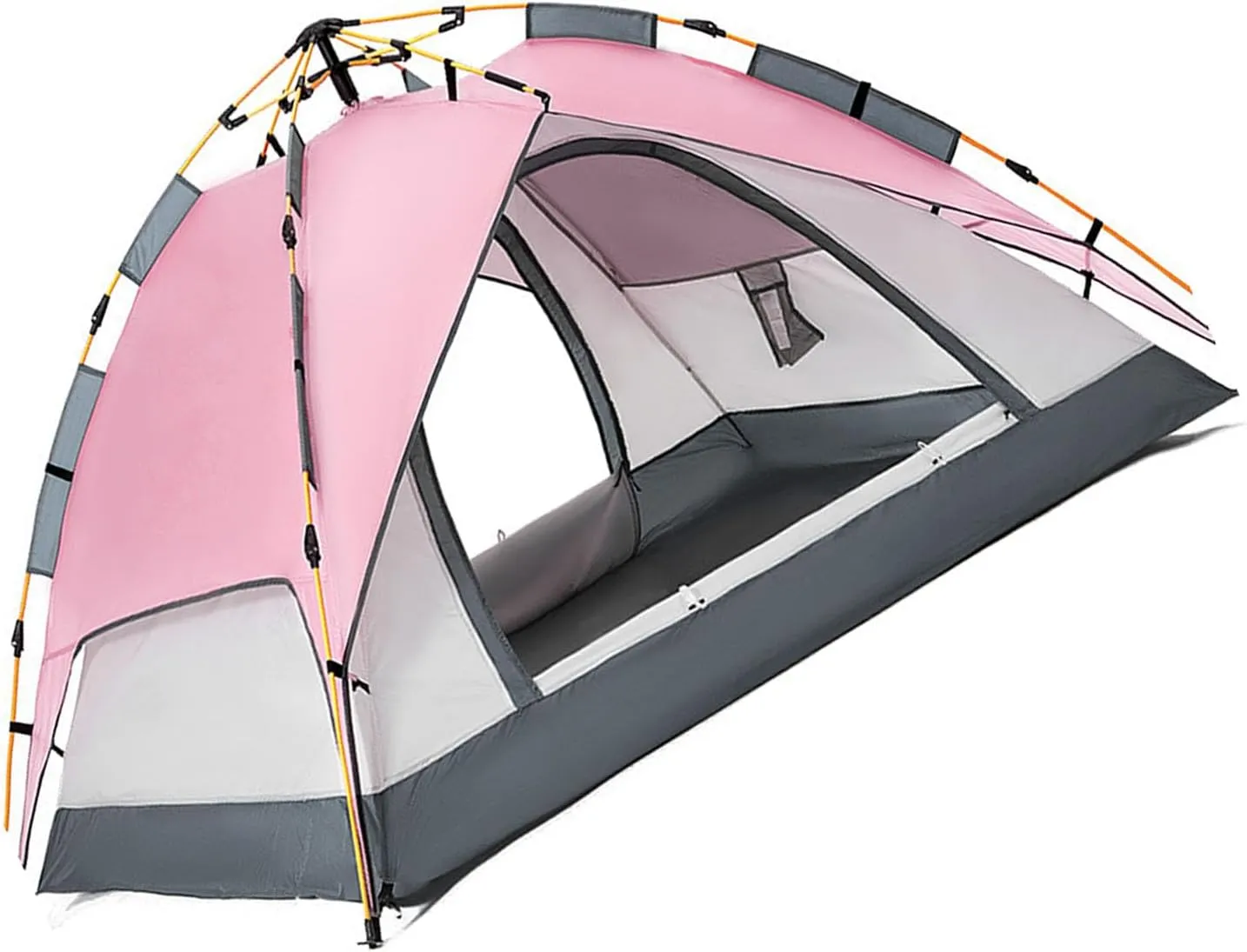 VINGVO Double Layer Tent Automatic Up Camping Tent with Great Ventilation Windproof Oxford Fabric for Fishing (Pink)