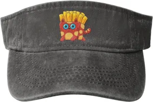 Vintage Cute French Fries Cat Sun Visor Hats for Women Men Cotton Adjustable Sports Empty Top Golf Cap