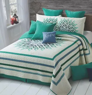 Virah Bella 2 Piece Twin Cabin Quilt Bedding Set - Picolata Sunrise - Rustic Country Reversible Patchwork Comforter Set with Decorative Pillow Shams