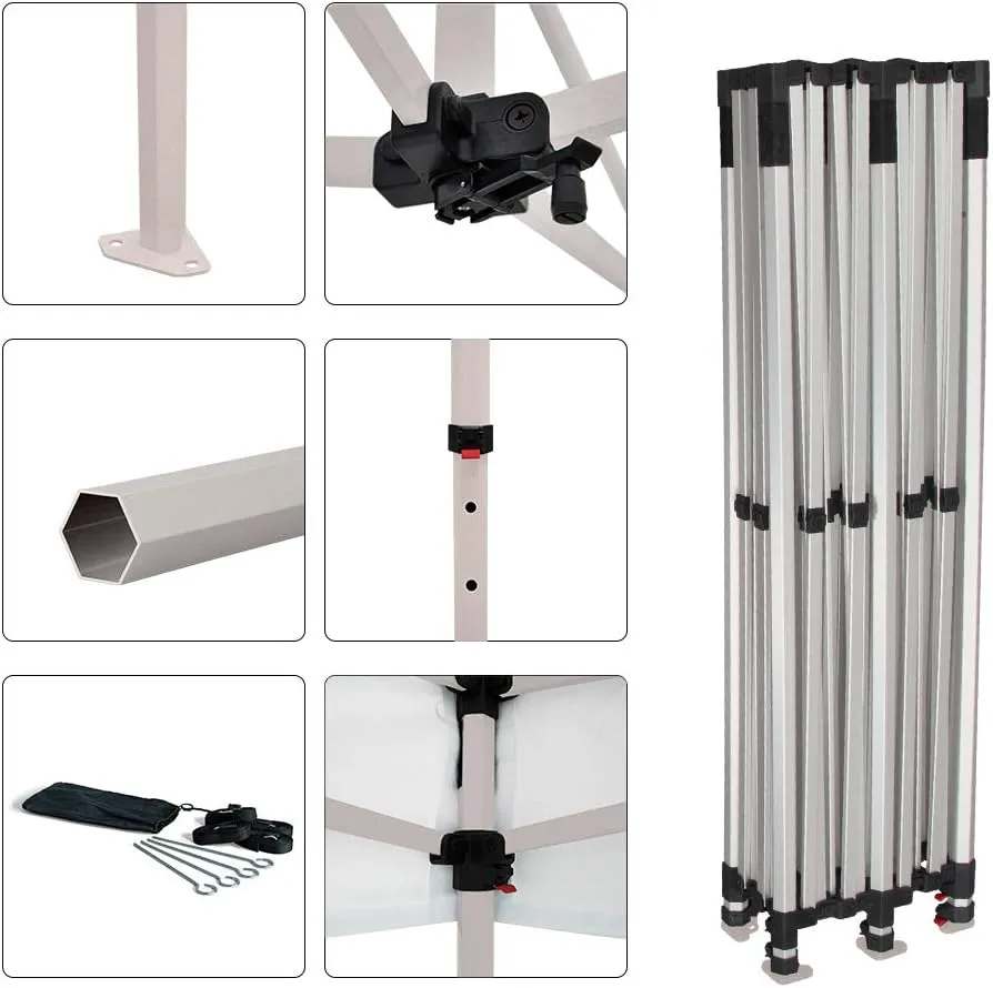 Vispronet 10x20 Pop Up Canopy Tent – Durable Steel Frame with Water-Resistant Polyester Fabric Top – Heavy Duty Wheeled Canopy Bag and Stake Kit Included (White)