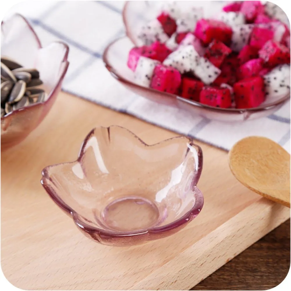 WAIT FLY 6pcs Sakura Shaped Glass Seasoning Dishes/Tea Bag Holders/Ketchup Saucer/Appetizer Plates/ Salad Bowls, Set of 6