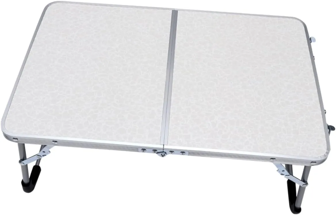 Wakauto Folding Table Compact Aluminium Alloy Desk for Camping BBQ Picnic Travel Easy Setup Portable Design for Outdoor Activities White